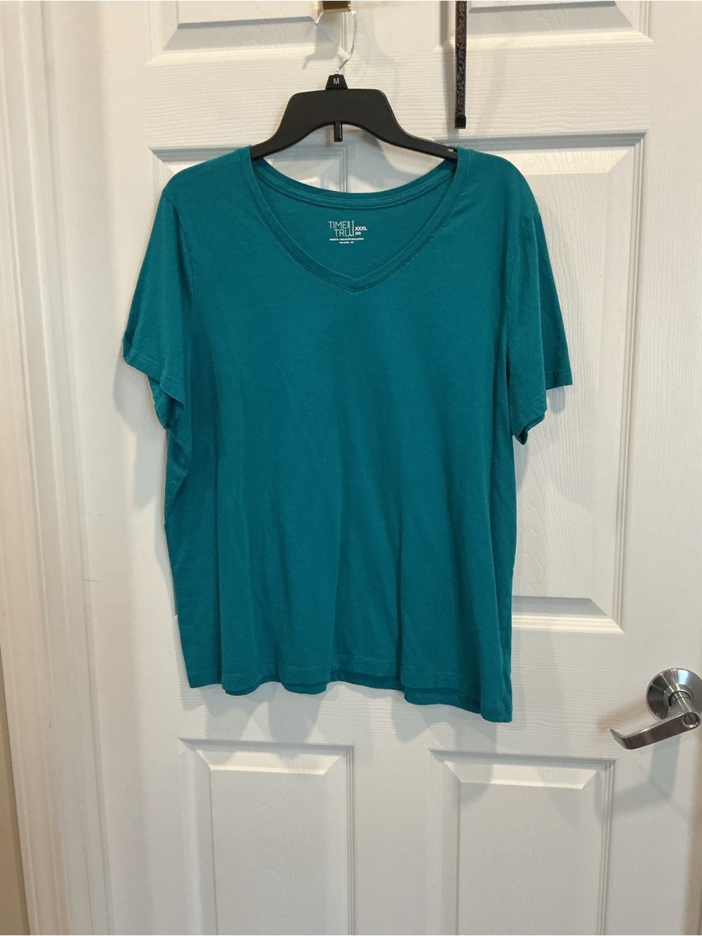 Time and Tru Teal V-Neck Short Sleeve Top
